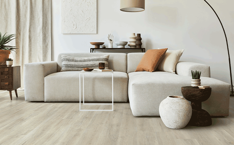 light toned luxury vinyl in living room area