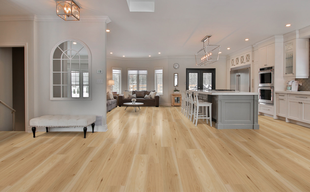 wood look luxury vinyl flooring in kitchen