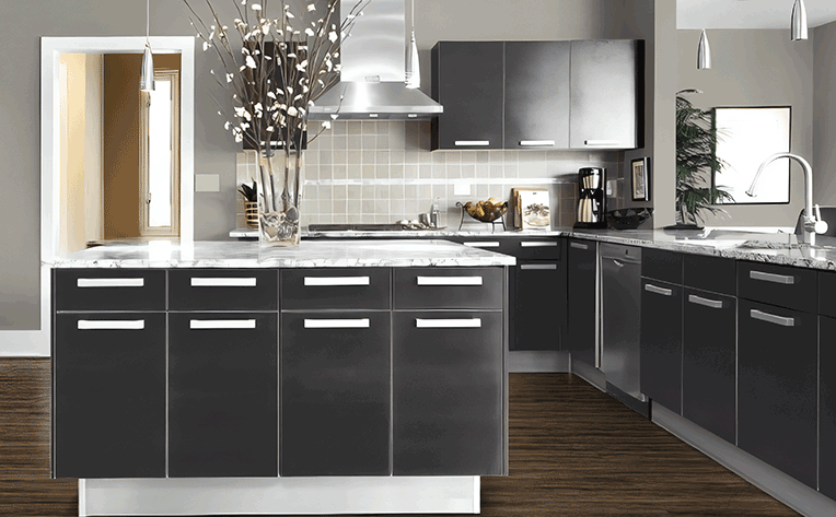 luxury vinyl plank flooring in kitchen with beige tile backsplash